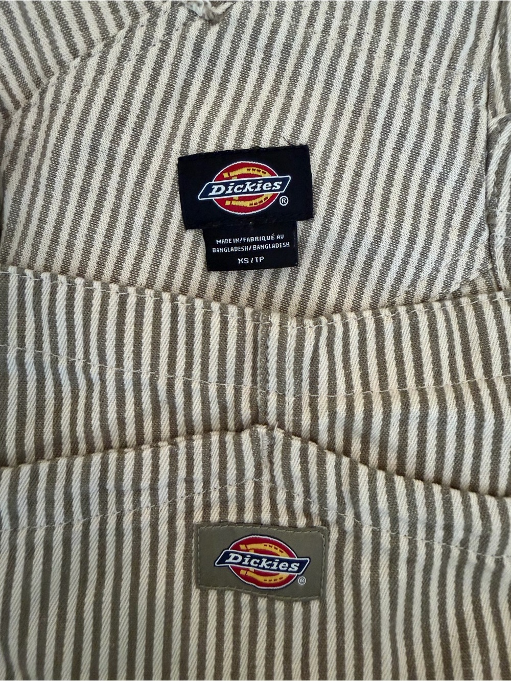 Dickies Beige and White Striped Bib Overalls Size XS - Picture 4 of 5